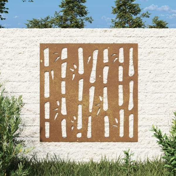 Berkfield Garden Wall Decoration 55x55 cm Corten Steel Bamboo Design