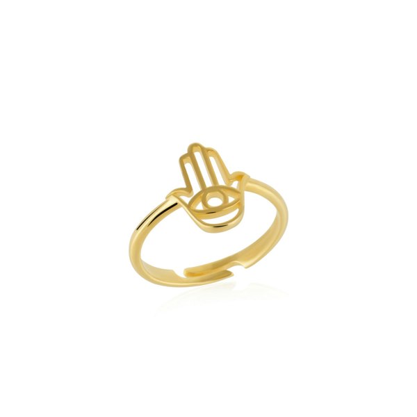 Spero London Hamsa Hand Adjustable Ring in Sterling Silver