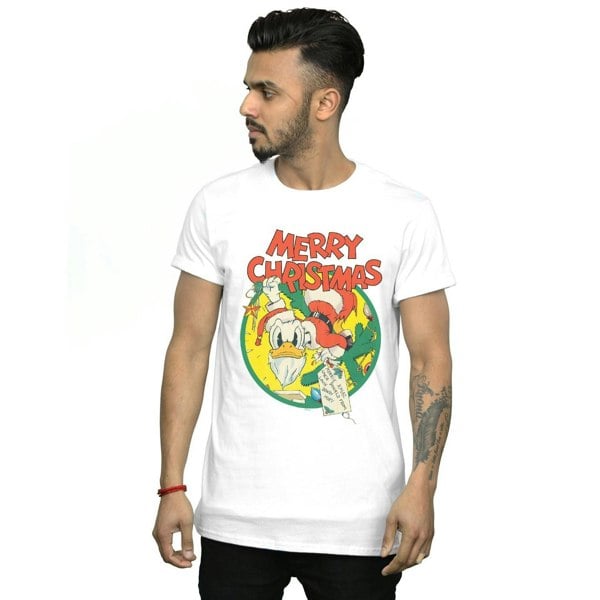 Disney Mens Donald Duck Merry Christmas T-Shirt - White