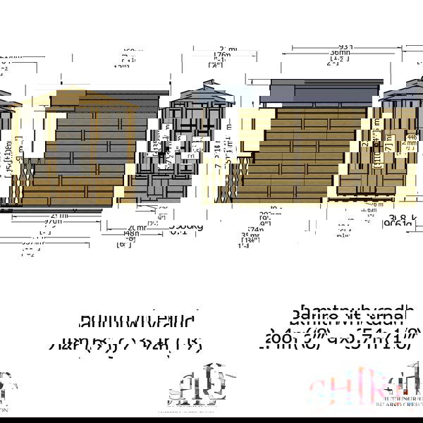 Shire Badminton & Verandah 7x10 12mm interlock Clad wooden Summerhouse - Best Shed