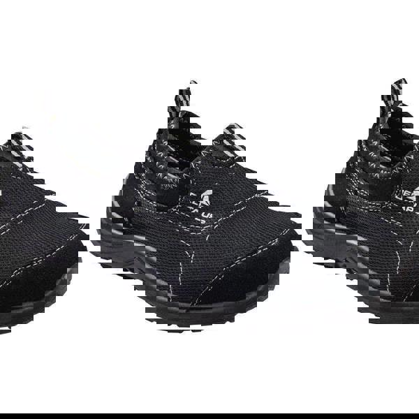 Delta Plus Miami Mens/Womens Slip-On Canvas Safety Steel Toe/Midsole Shoes, black slip-on safety shoes with reinforced toe and midsole for work safety.