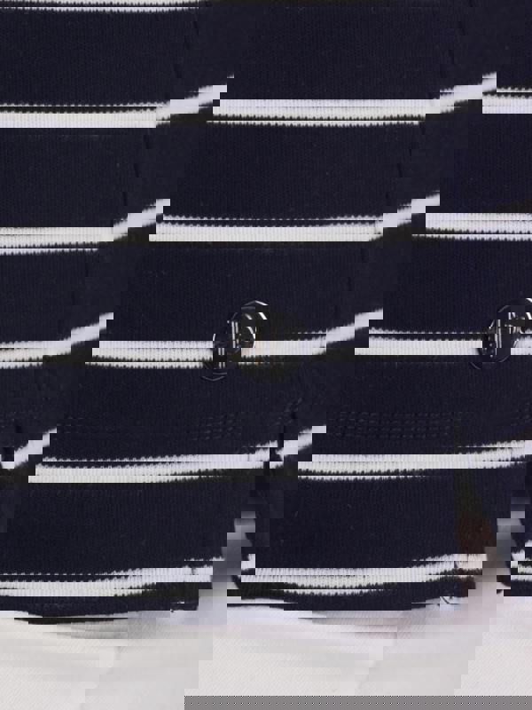 PennyPlain Notch Neck Stripe Top - French Navy/ivory