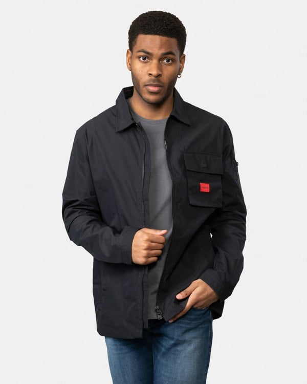 HUGO Emmond Mens Zip Overshirt - Black 001