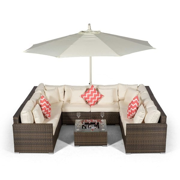 Giardino Havana 8 Seat Rattan Sofa Conversation Set with Ice Bucket Coffee Table