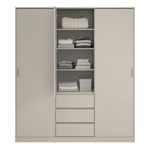 Furniture To Go Naia Wardrobe with 2 sliding Doors 1 Door 3 Drawers in Cashmere