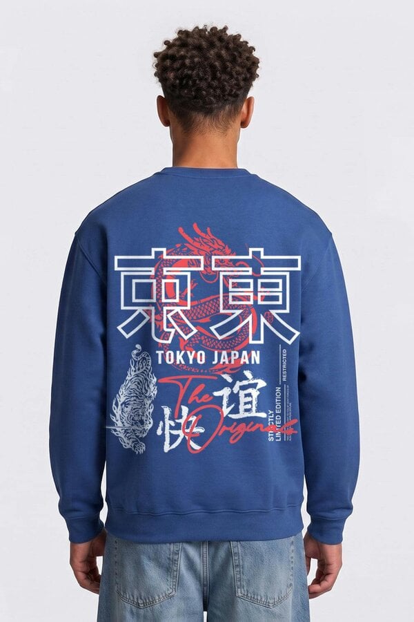 London Attitude Relaxed Fit Tokyo Dragon & Tiger Sweatshirt