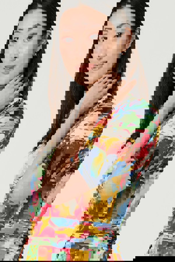 Orange | Floral 1/2 Sleeve Midi Faux Wrap Dress