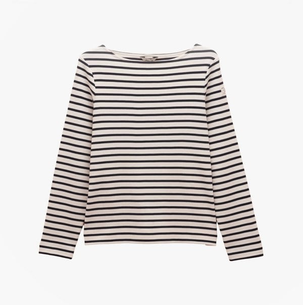Joules HARBOUR Boat Neck 100% Cotton Breton Top Cream/Navy Stripe
