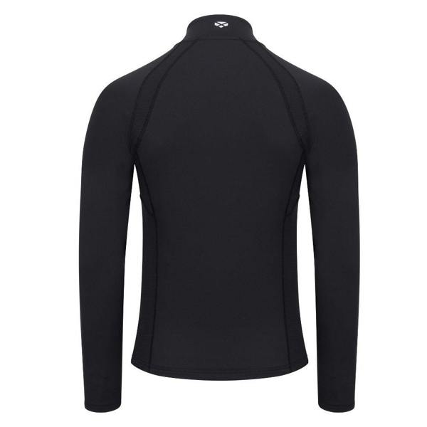 Hoggs of Fife Skye ladies active 1/4 zip top back view with contrast stretch panels and fitted design