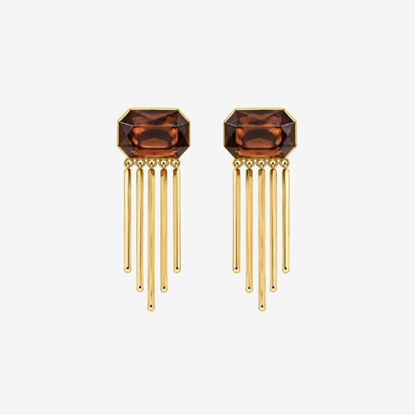 Uchi & Soto Shikaku Brown Stone Tassel Earrings