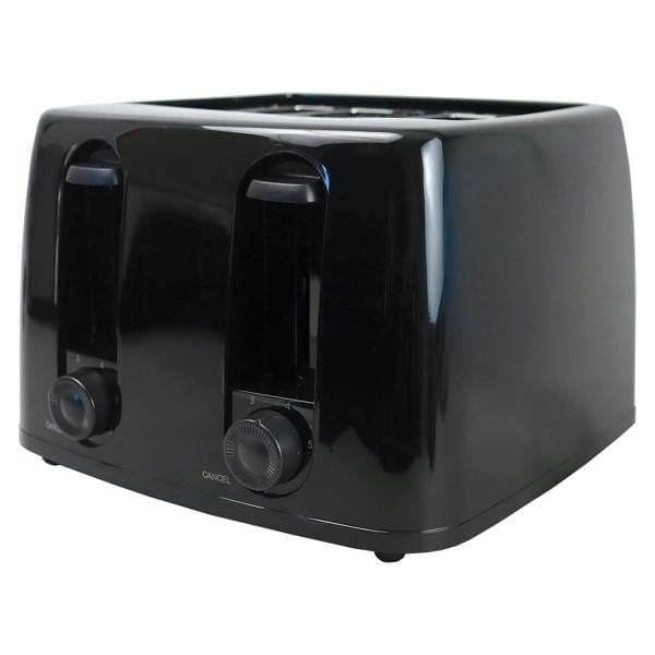 igenix 4 Slice Toaster, 1300W, 6 Browning Levels, Control Dial, Tray, Cord Storage - Black