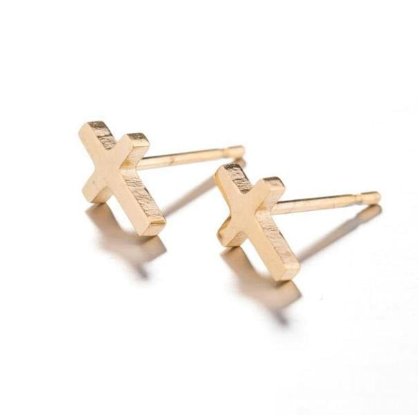 Aye Do Gifts Small Gold Cross Stud Earrings - Gift for Women