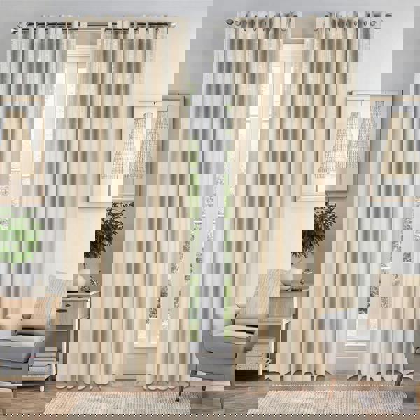 Luxury Living Triple Woven Blackout Velvet Diamante Ring Top Curtains