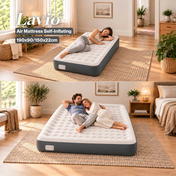 Lavio Inflatable Mattress TPU Airbed Rechargeable Pump Camp Bed Grey
