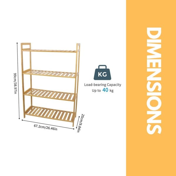 Rafaelo Mobilia 4 Tier Bamboo Shelving Rack