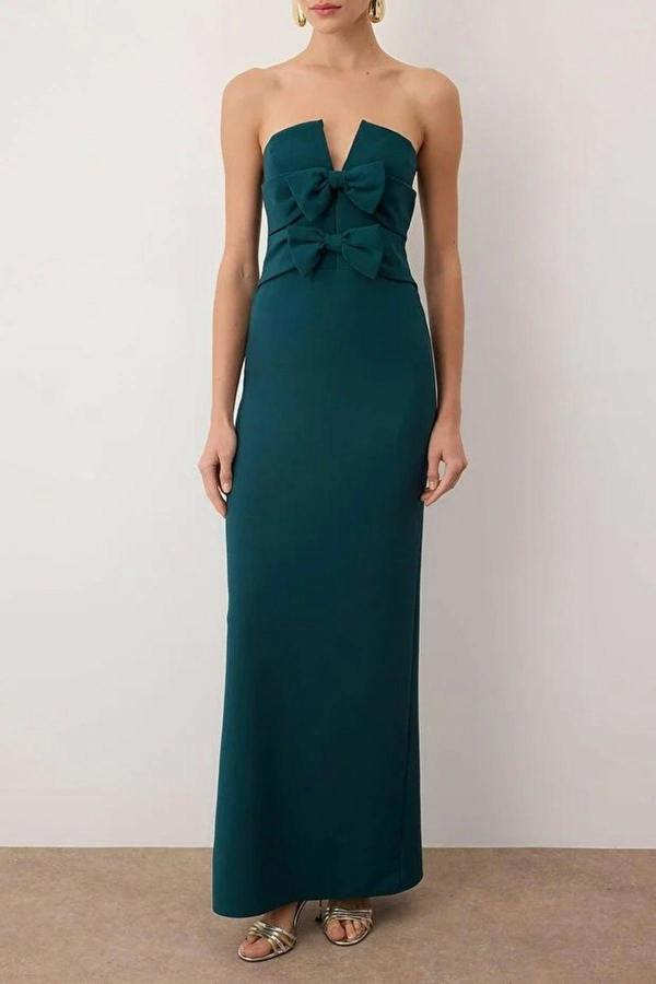 WOVCOR Elegant Evening Dress with Bow Detail