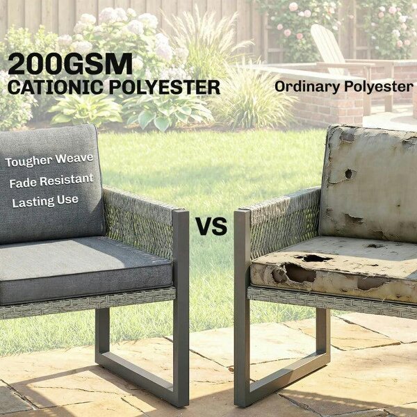 6 Seater Rattan Garden Furniture Set with 3 Loveseats, Table, Patio Rattan Furniture Corner Sofa Set, Grey