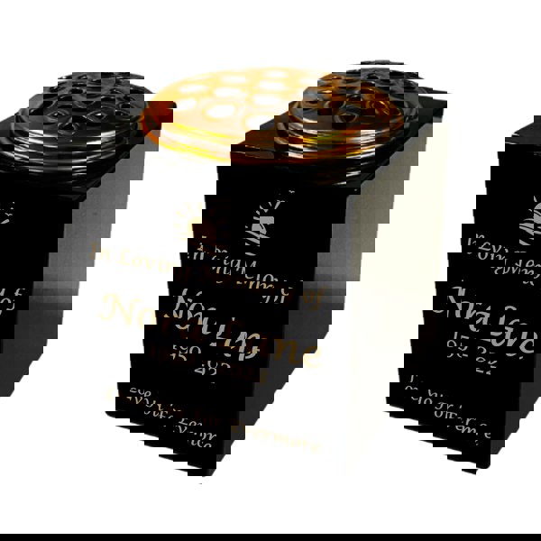 Memorials Direct Granite Memorial Vase- Solid Granite – Free Personalised Gold Engraving, Sunset– Includes Metal Flower Pot Insert