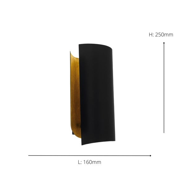 EGLO Falicetto Black & Gold Wall Light – Modern Industrial Accent Lamp WBS