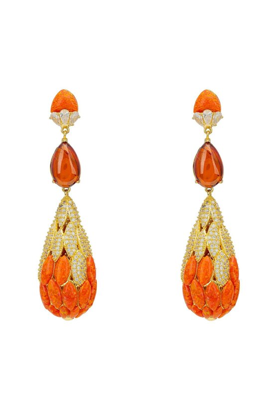 Latelita Carmen Fire Opal Drop Earrings Gold