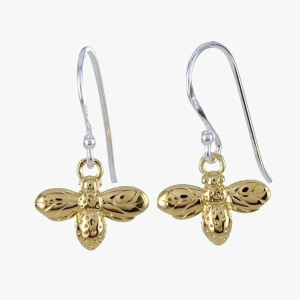 Sterling Silver Bumble Bee Drop Earrings - Reeves & Reeves