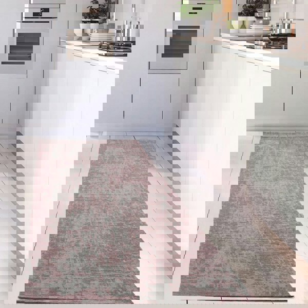 Machine Washable Flatweave Rug in Pink