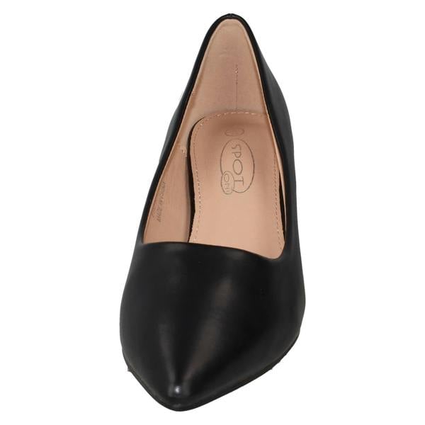 Spot On Ladies Spot On Mid Block Heel Pointed Toe Court Shoes F90127