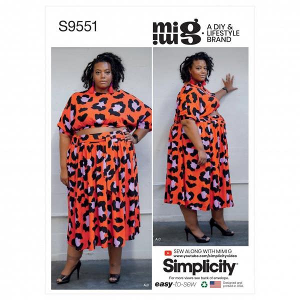 Simplicity Sewing Pattern 9551, Tops, Skirts, Shorts for Women, F5 (18W-20W-22W-24W-26W) - Easy