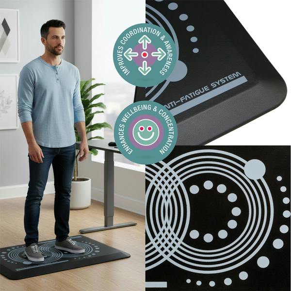 Floortex AFS-TEX® 2000 Black Active Anti-Fatigue Mat - 50 x 80cm