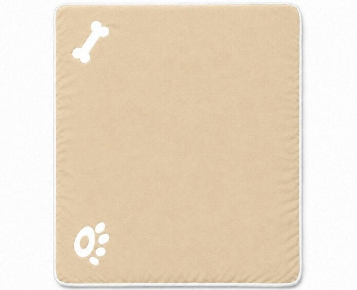 Night Zone Bone & Paw Print Pet Bed – Washable Dog & Cat Cushion with Removable Zip Cover - Beige