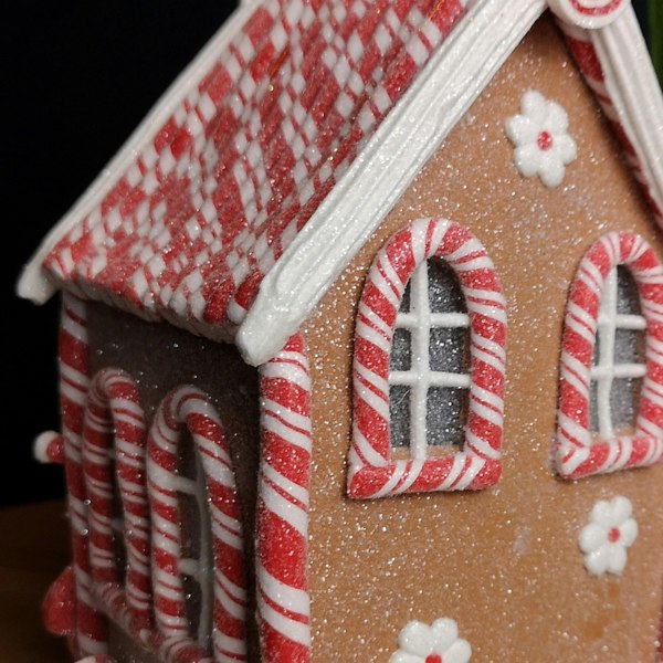 Samuel Alexander 20cm Battery Operated LED Gingerbread Santa Candy Cabin Christmas Decoration