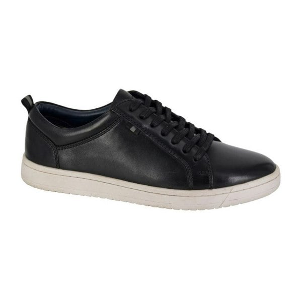 Roamers Mens Leather Trainers - Black
