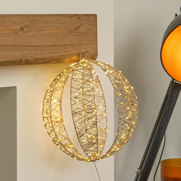 Samuel Alexander 30cm Gold MicroBrights Christmas Light up Ball with 240 Warm White LEDs