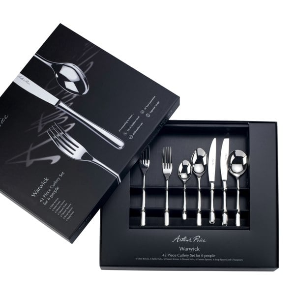 Arthur Price Signature 'Warwick' Stainless Steel 42 Piece 6 Person Boxed Cutlery Set