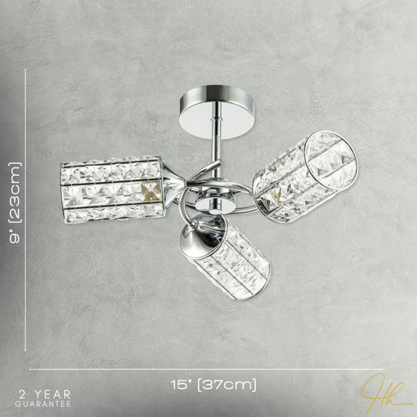 Modern Chrome Ceiling Light with Cylindrical Acrylic Beaded Shades Image 7