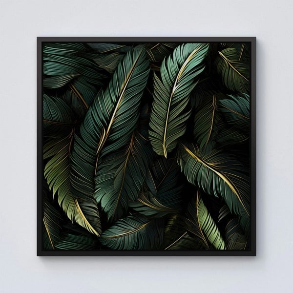 Warren Reed Green and Gold Leaves Framed Canvas