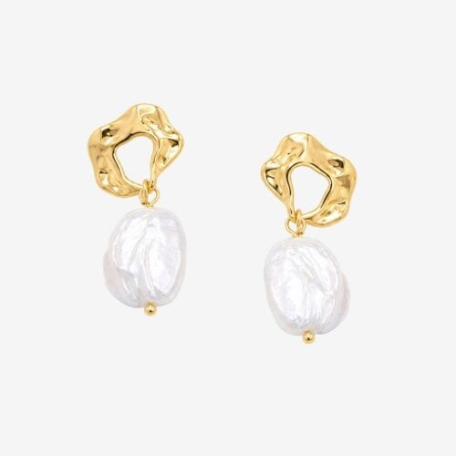 Uchi & Soto Shinju Baroque Pearl and Molten Gold Earrings