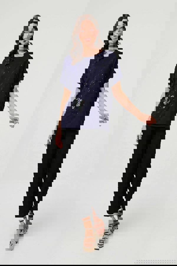 Navy | Butterfly Embellished Relaxed T-Shirt