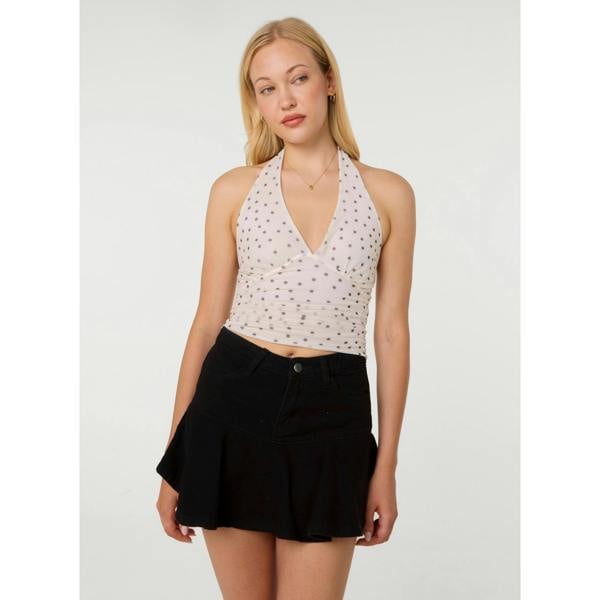Pink Vanilla Polka Dot Ruched Side Halter Top