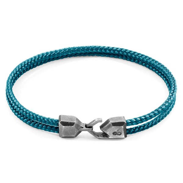 Anchor & Crew Ocean Blue Cromer Silver and Rope Bracelet