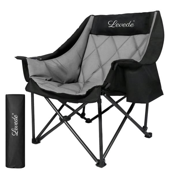 Levede Oversized Folding Camping Chair Padded with Cooler Bag Cup Holder 200KG