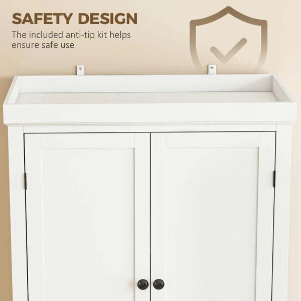 Tall Kitchen Cupboard, 183 cm Freestanding Storage Cabinet with Drawer, 4 Doors and Adjustable Shelves, White