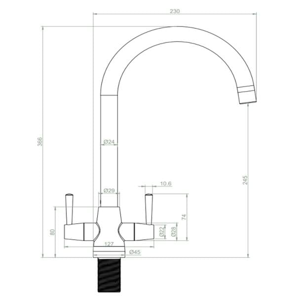 Flode Harstad | Dual Lever Kitchen Sink Mixer Tap with Swivel Spout | Polished Chrome Finish