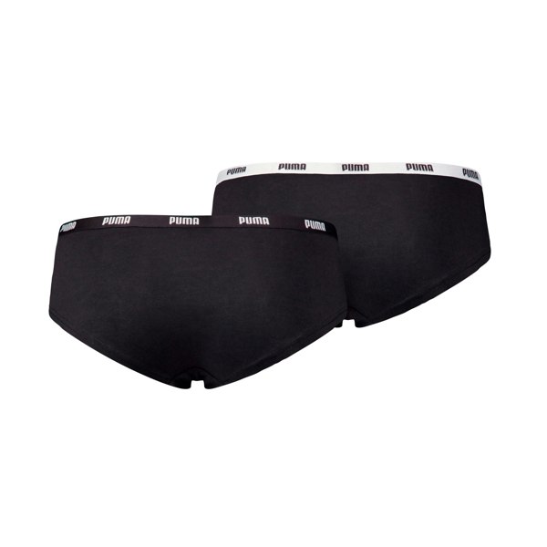 Puma 2-Pack Classic Logo Low-Rise Hipster Briefs, Black