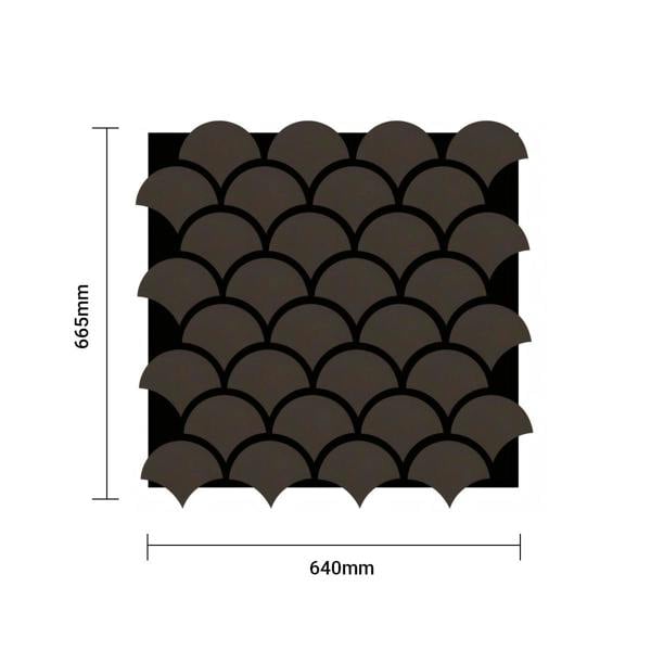 Britwall Modern Fish Scale Pattern Acoustic Wall Panel - PET + MDF Size: 640 x 665 x17 mm (Pack of 4)