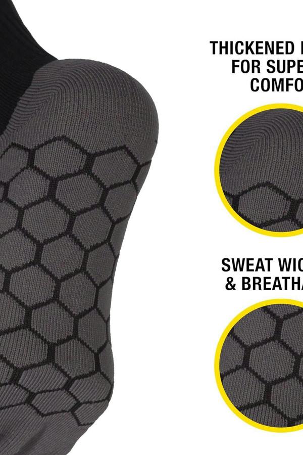Black Classico sock feature graphic: thickened sole and sweat-wicking breathable footbed - Optimum