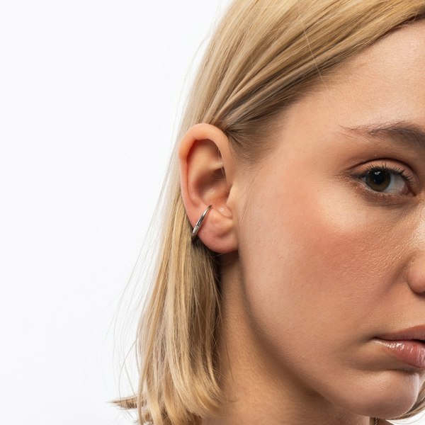 Spero London Fine Diamond Sterling Silver Ear Suspension Semi-Hoop Earrings