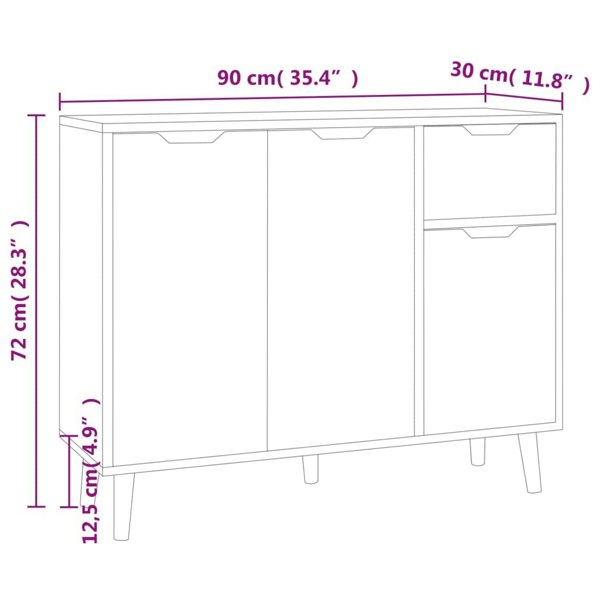 Berkfield Sideboard Black 90x30x72 cm Engineered Wood