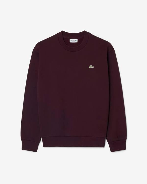 Lacoste Fleece Mens Classic Fit Sweater - Dark burgundy 3KE | CHO | Designer Mens Crew Neck Sweatshirts