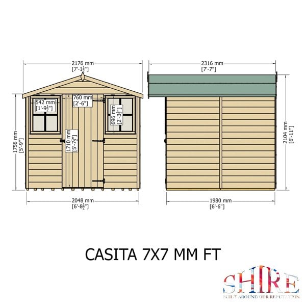Shire Casita 7x7 12mm interlock Clad wooden Shed - Best Shed